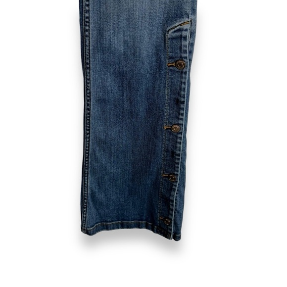 Zara High Rise Buttoned Flare Denim Jeans, Medium Wash, Size 2 - Picture 7 of 11